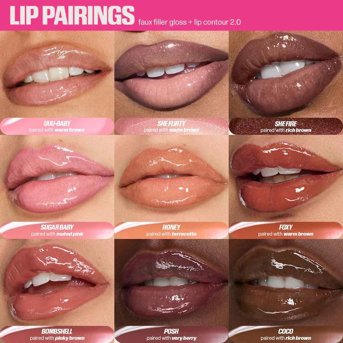 HudaBeauty Faux Filler Shiny Non-Sticky Lip Gloss Hydrating Crystal Clear